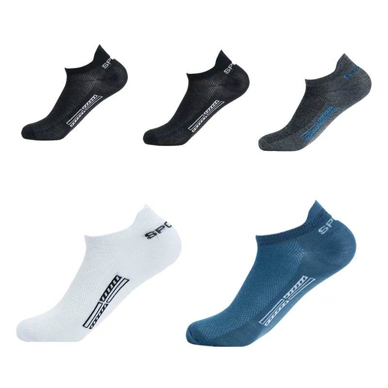 5 Pairs Men Ankle Socks Breathable Cotton Sports Mesh Casual Athletic Summer Thin Cut - Tamnz