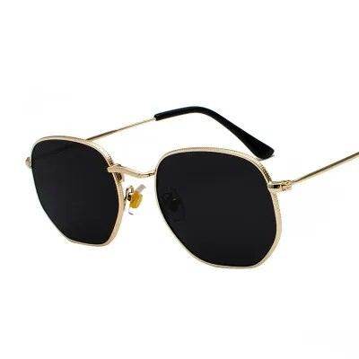 Sunglases Hexagon Sunglasses Women Metal Frame Fishing Glasses Gold tea Eyewear lentes - Tamnz