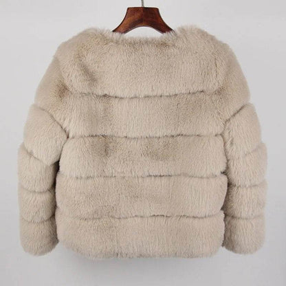 Faux Fur Luxury Winter Jacket Women Elegant Thick Warm Outerwear - Tamnz
