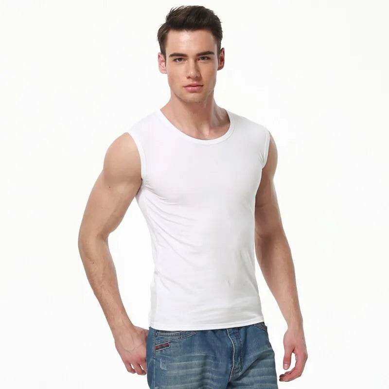 Men Vest Pure Cotton Bodybuilding Motion Outerwear Sweatshirt Undershirt - Tamnz