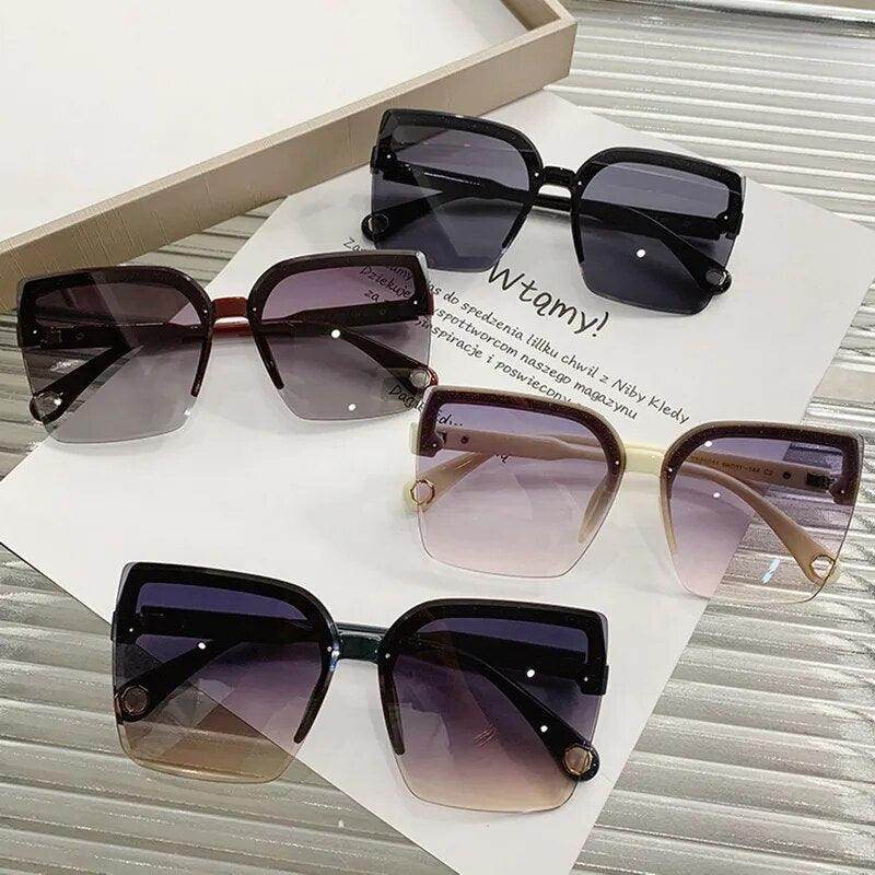 Sunglasses Woman Rimless Square Sunglasses Luxury Brand Design UV400 Female Shades - Tamnz