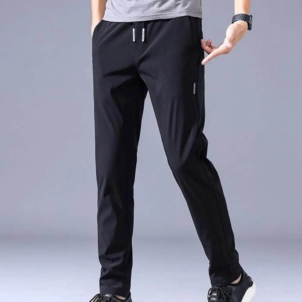 Men Pants Elastic Waist Trendy Polyester Casual Drawstring Men Trouser for Street Wear - Tamnz