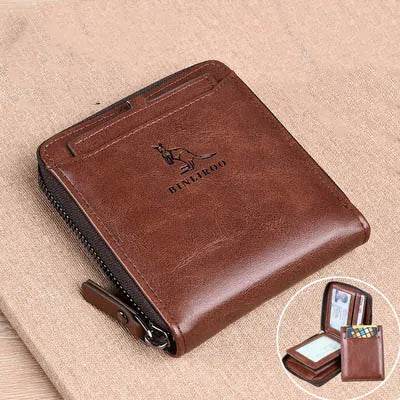 Coin Purse Wallet RFID Blocking Man Leather Wallet Zipper Business Card Holder ID Money Bag Wallet Male - Tamnz