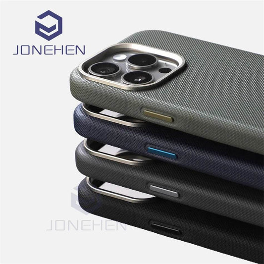 Luxury Diamonds Texture For Magsafe Leather Case For iPhone 13 14 15 16 Pro Max Alloy Len Wireless Charge Accessories Back Cover - Tamnz