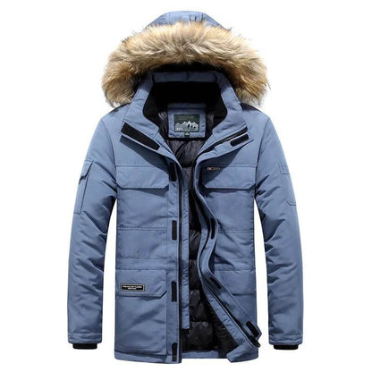 ONESTAND Men Windbreaker Big Pockets Parkas Coat Wholesale Winter Parkas Men Thicken Coat Fur Hooded Keep Warm Jacket Overcoat - Tamnz