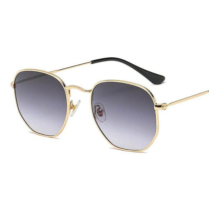 Sunglases Hexagon Sunglasses Women Metal Frame Fishing Glasses Gold tea Eyewear lentes - Tamnz