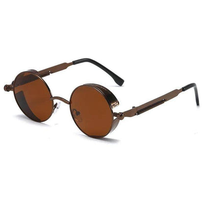 Metal Steam Punk Style Sun Glasses Steampunk Fashion Men Retro Round Sunglasses - Tamnz