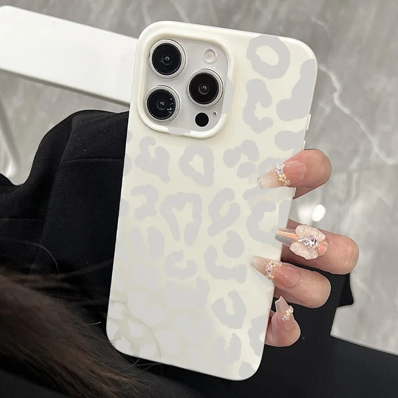 The Gray-White Leopard Print Phone Case For iPhone 13 11 12 14 15 16 17 Pro Max Plus 16E XR 8 7 Plus SE 2022 X XS Max Soft Cover