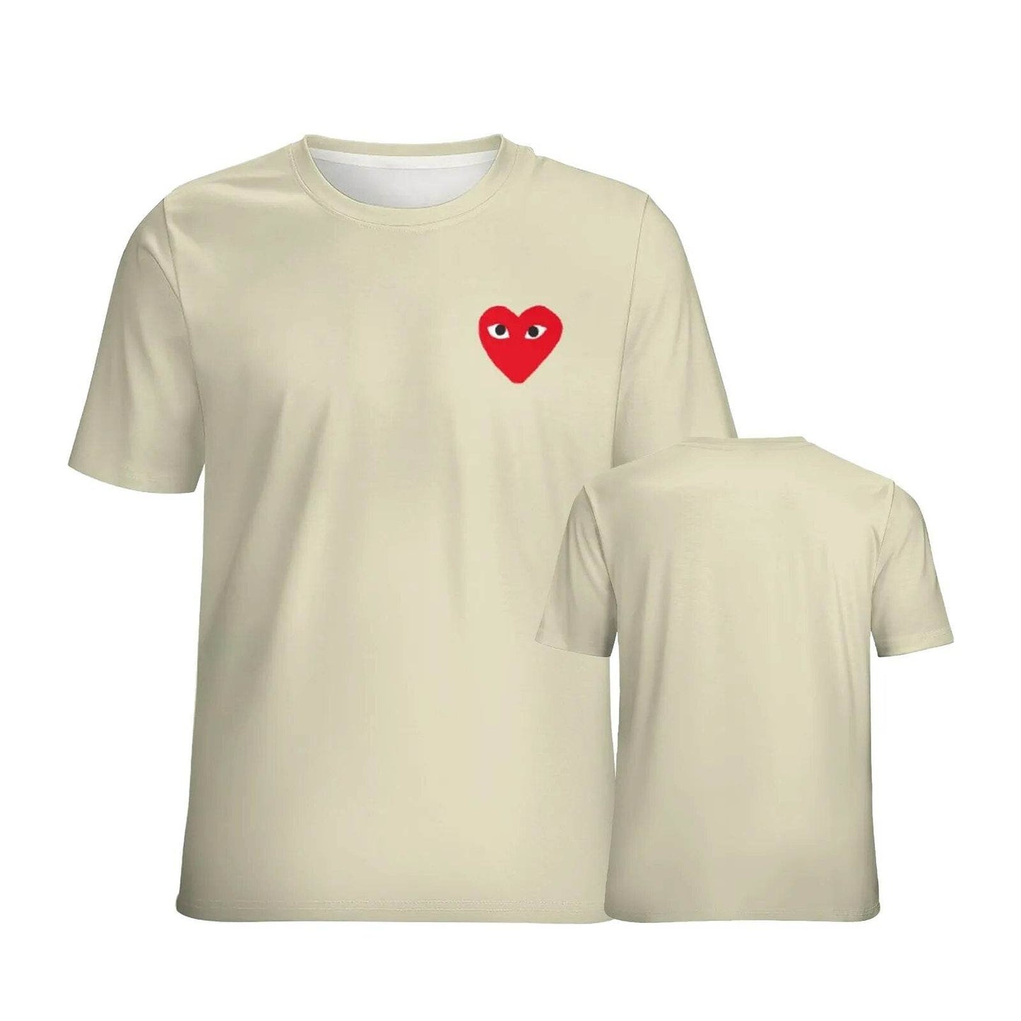 Japanese Designer Brand Y2k Harajuku Red Heart Kawakubo T-shirt Couple Fashion Short sleeve Casual Loose Top Clothes - Tamnz