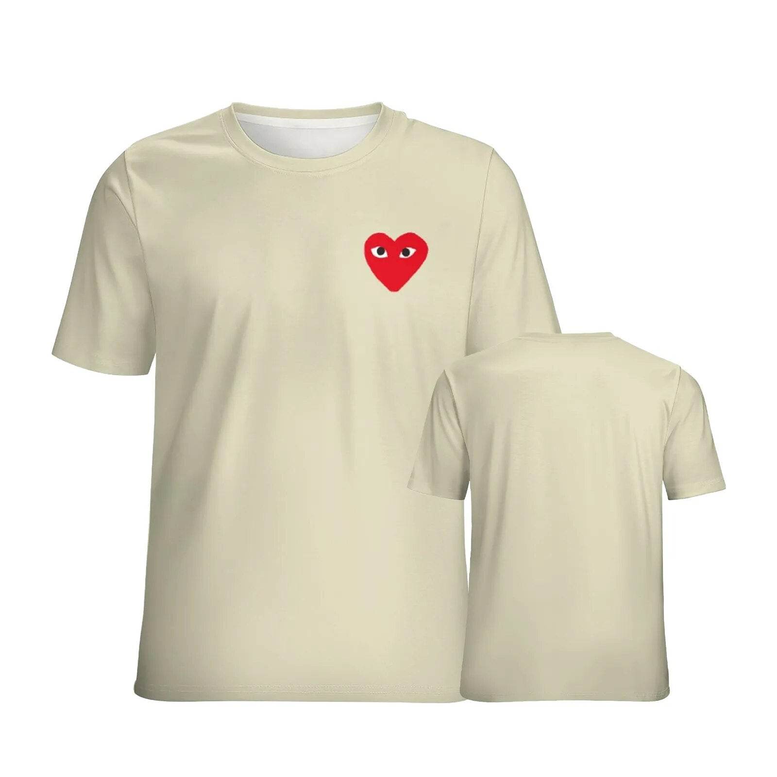 Japanese Designer Brand Y2k Harajuku Red Heart Kawakubo T-shirt Couple Fashion Short sleeve Casual Loose Top Clothes - Tamnz