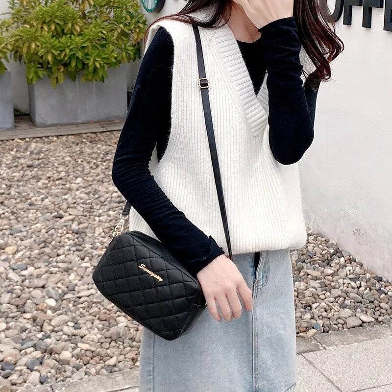 Tassel Small Messenger Bag For Women Trend Lingge Embroidery Camera Female Shoulder Bag Fashion Chain Ladies Crossbody Bags - Tamnz
