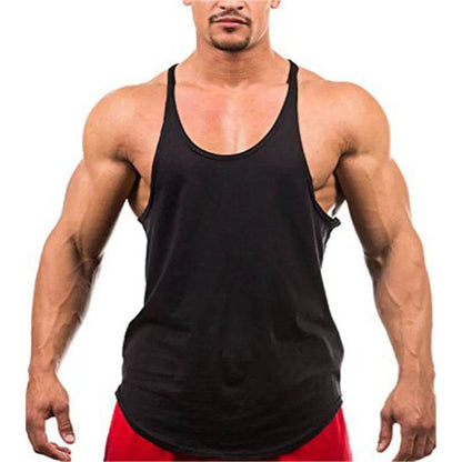 Workout Tanktop Muscle Guys Gym Clothing Bodybuilding Stringer Tank Top Men Cotton Vest Y Back Sleeveless Shirt Sports Singlets - Tamnz