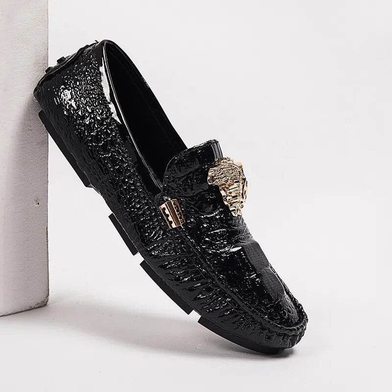 Leather Shoes Snake Pea Shoes Spring Summer Leather Ladies Moccasin Loafers - Tamnz