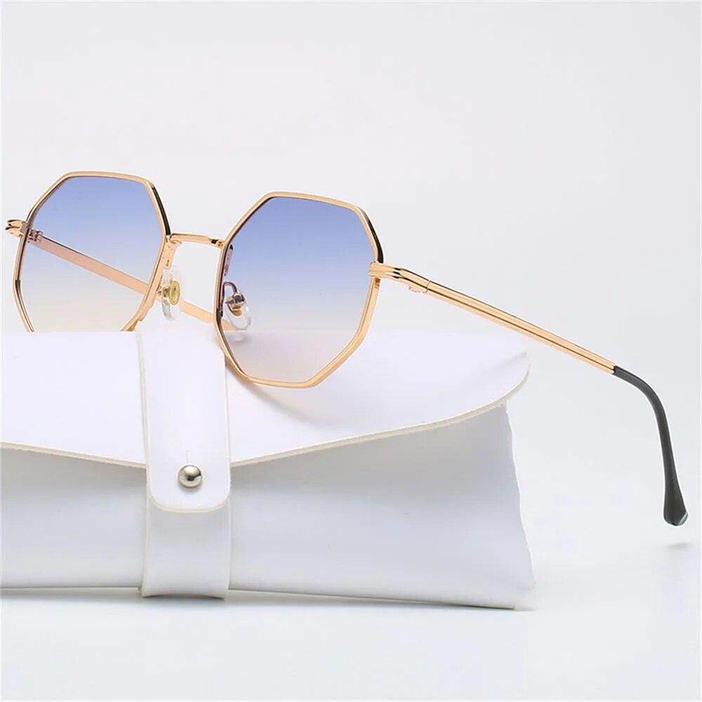 Summer UV Protection Sunglasses Fashion Polygon Sun Glasses for Women Men Trendy Classic Metal Frame - Tamnz