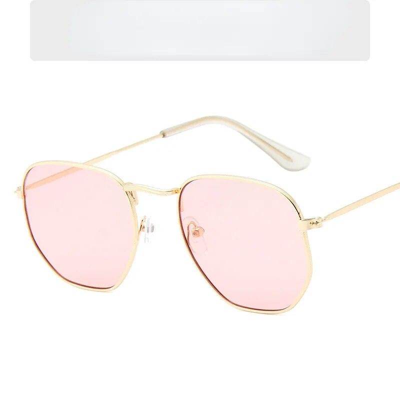Sunglases Hexagon Sunglasses Women Metal Frame Fishing Glasses Gold tea Eyewear lentes - Tamnz