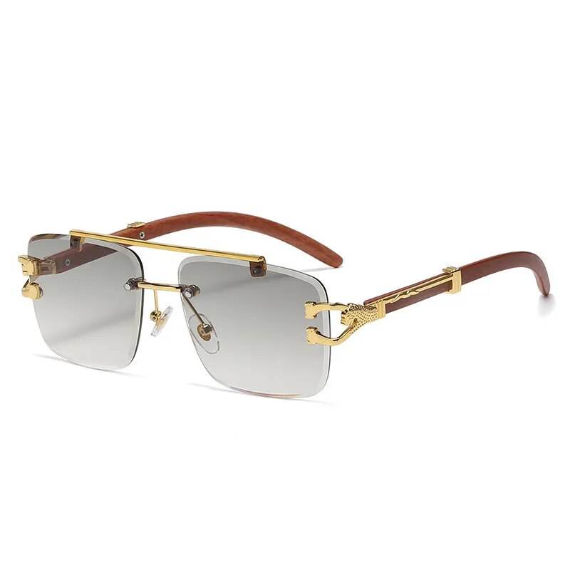 Retro Square Sunglasses Luxury Brand Designer Gold Lion Decoration Sun Glasses - Tamnz
