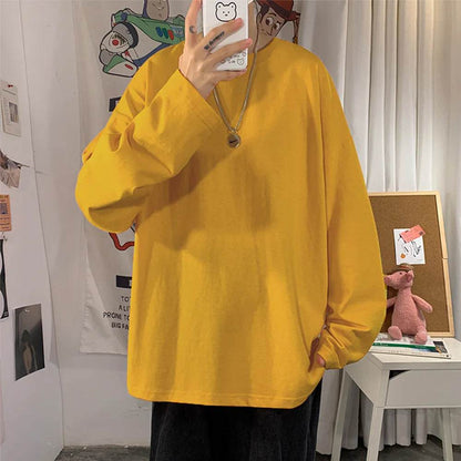 Men's Oversized T-shirt Man Long sleeves Pure Color Men t shirt T-shirts For Male Female Tops - Tamnz