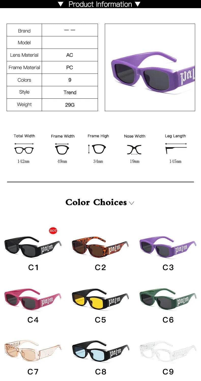 Vintage Square Fashion Luxury Brand Designer Trend Punk Hip Hop Shades - Tamnz