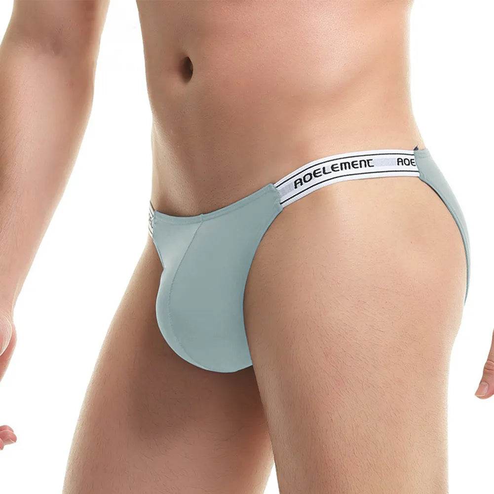 Man Ice Silk Briefs Elsastic Waist Low-rise Sexy Underwear Hip Lift Trunks Breathable Underpants Big Pouch U Convex Lingerie - Tamnz