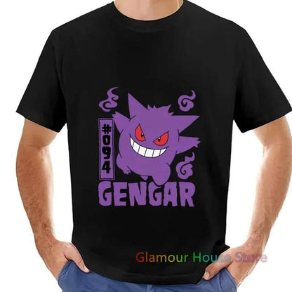 MINISO Pokemon Geng Ghost Printed T Shirt For Men Women Short Sleeve Round Neck Fashion Cotton Tees Casual Oversized Tops - Tamnz