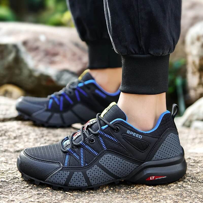 Leather Hiking Shoes Outdoor Sport Men Trekking Leather Lace-Up Climbing Hunting Sneakers - Tamnz