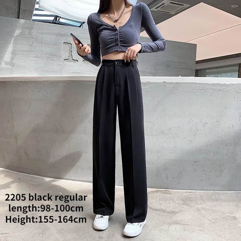Casual High Waist Loose Wide Leg Pants for Women Spring Autumn New Female Floor-Length White Suits Pants Ladies Long Trousers - Tamnz