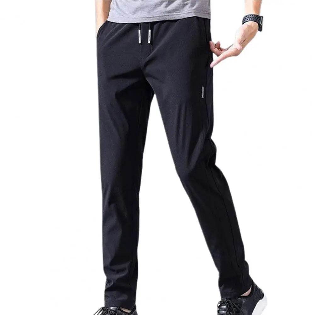 Men Pants Elastic Waist Trendy Polyester Casual Drawstring Men Trouser for Street Wear - Tamnz