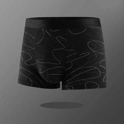 Man Boxers Line Printed Underpants U Convex Panties Fashion Comfortable Shorts Mens Solid Breathable Underwear Large Size 100kg - Tamnz