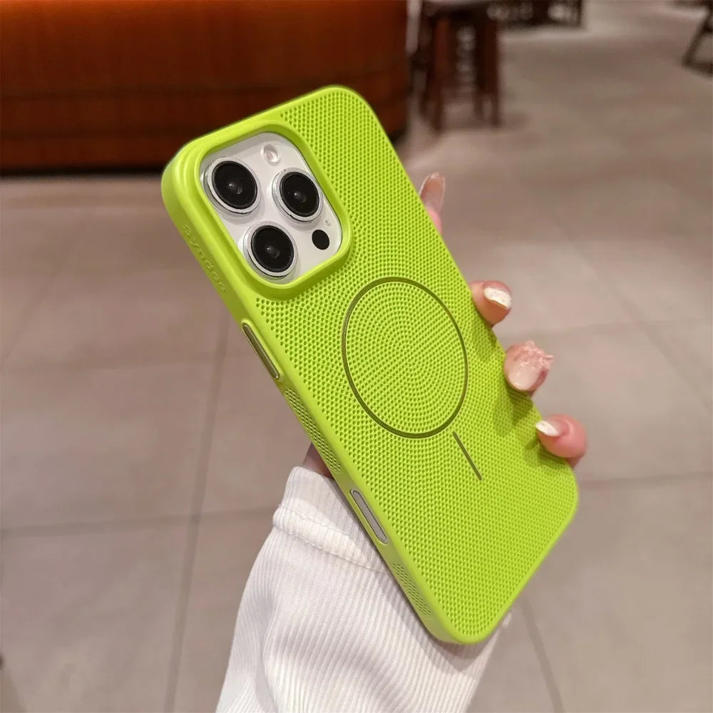 Cooling Heat Dissipation Mesh Magnetic Magsafe Case for iPhone 17 16 15 14 13 12 11 Pro Max Plus 17 Air Wireless Charging Cover