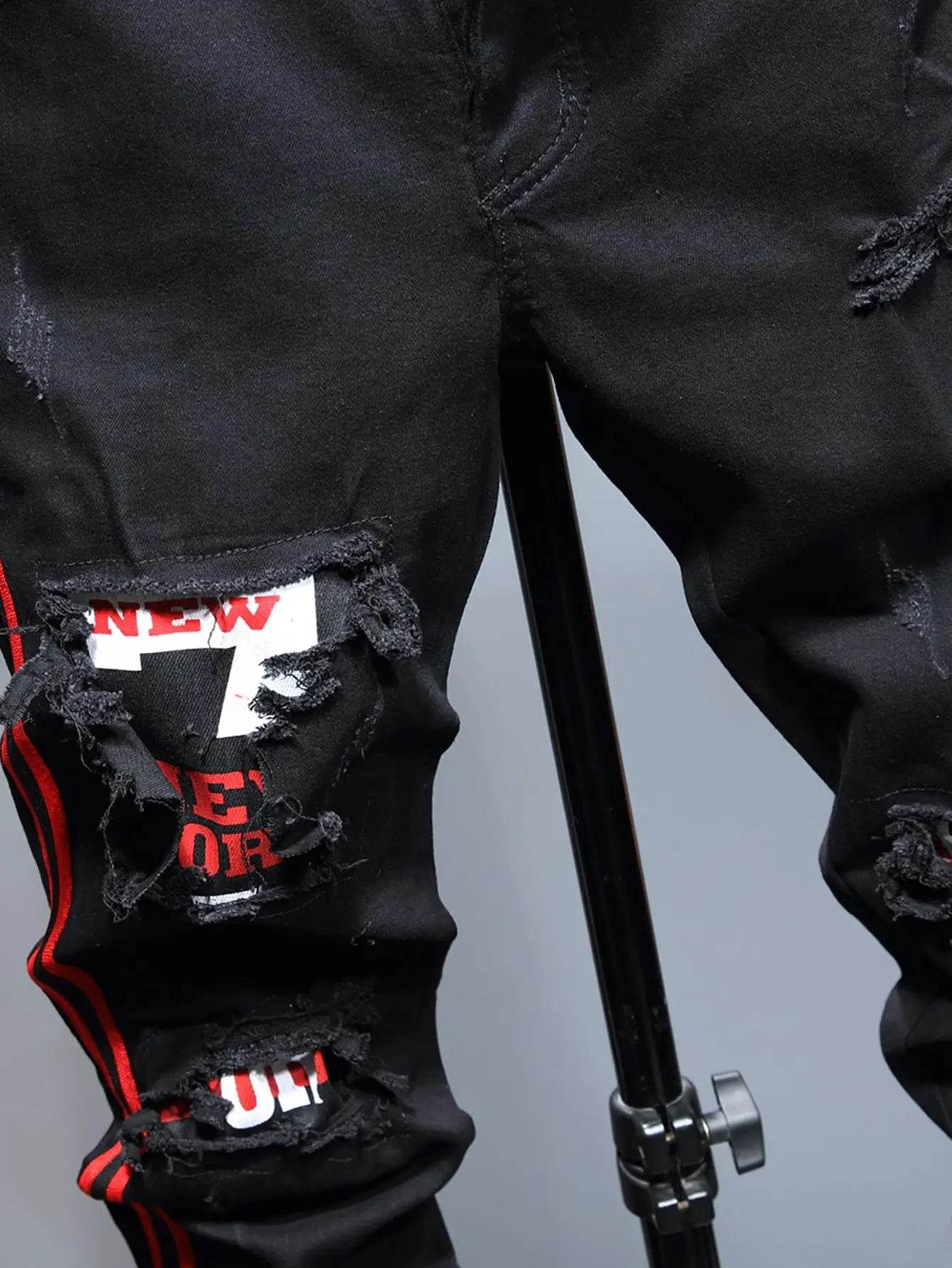 NEW Trendy Men's Street All-match Jeans Hot Mens Skinny Stretch Denim Pants Distressed Ripped Freyed Slim Fit Jeans Trousers - Tamnz