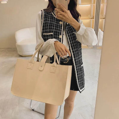 Shopping Handbag Women's Handbag Large Capacity Open Fashion Felt Shopping Designer Tote Woven Bag Shop Online China - Tamnz