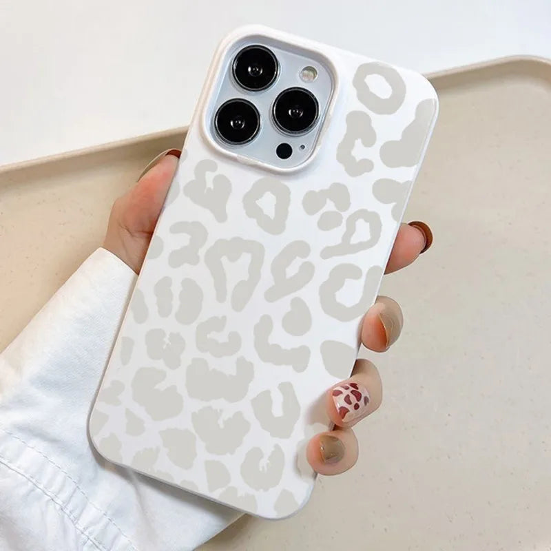 The Gray-White Leopard Print Phone Case For iPhone 13 11 12 14 15 16 17 Pro Max Plus 16E XR 8 7 Plus SE 2022 X XS Max Soft Cover