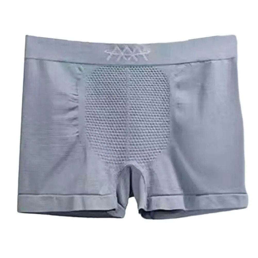 Men Boxers Underpants High Elasticity Seamless Honeycomb Breathable Mid Waist Soft Moisture-wicking Anti-shrink Men Underwear - Tamnz