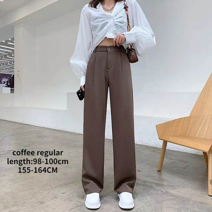 Casual High Waist Loose Wide Leg Pants for Women Spring Autumn New Female Floor-Length White Suits Pants Ladies Long Trousers - Tamnz