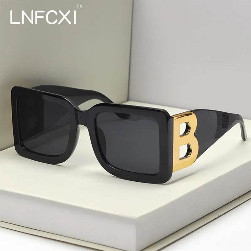 Oversized The Letter B Square Luxury Trend Sunglasses Women Men Retro Rectangle Sunglasses Gafas De Sol - Tamnz