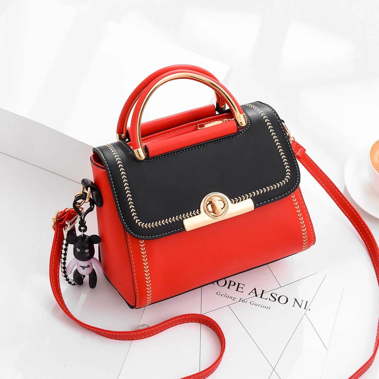 New Lock Flap Small Square Bag Shoulder Messenger Crossbody Bags Designer Stitching Women Handbags Leisure Shoulder Bag - Tamnz