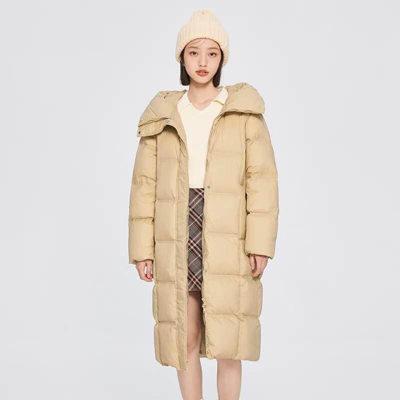 Semir Long Down Jacket Women Waterproof Hooded Coat Winter New Loose Girls Jacket Multi-Color Thick Windbrake Down Coat - Tamnz