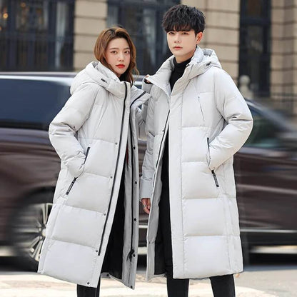 Purple Men and Women Quilted Winter Coat 2023 New Men's Thick (Winter) X-Long Warm Hooded Lovers Down Jackets Brand Clothing - Tamnz