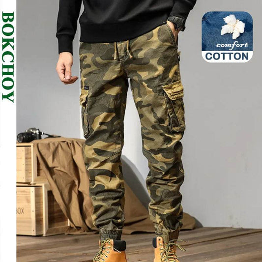 Autumn New Camouflage Retro Cargo Pants Men Clothing Casual Loose Streetwear Jogger Pants Men Trousers - Tamnz