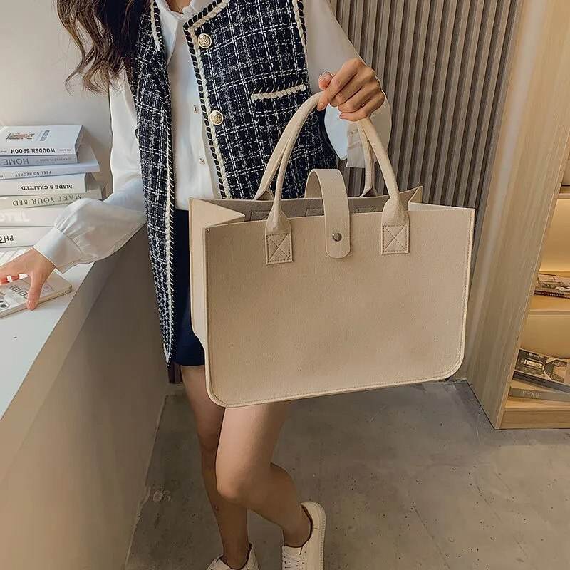 Shopping Handbag Women's Handbag Large Capacity Open Fashion Felt Shopping Designer Tote Woven Bag Shop Online China - Tamnz