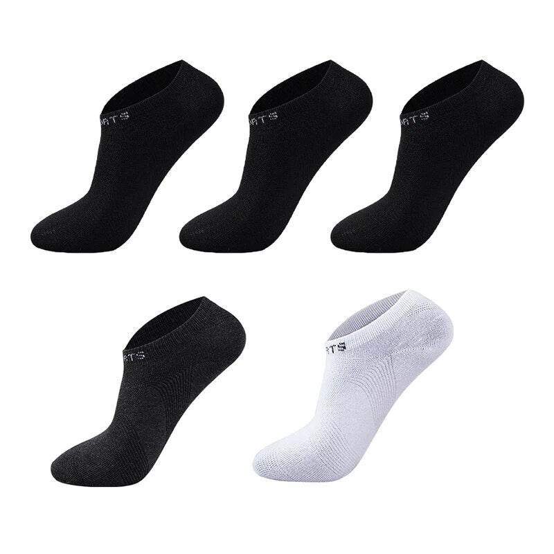 5 Pairs Men Ankle Socks Breathable Cotton Sports Mesh Casual Athletic Summer Thin Cut - Tamnz