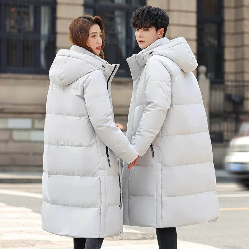 Purple Men and Women Quilted Winter Coat 2023 New Men's Thick (Winter) X-Long Warm Hooded Lovers Down Jackets Brand Clothing - Tamnz