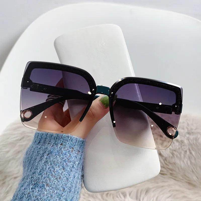 Sunglasses Woman Rimless Square Sunglasses Luxury Brand Design UV400 Female Shades - Tamnz