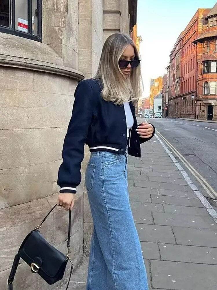 Woman Baseball Jackets for Women Casual Chic Coats Female with Pockets Spring Jacket Ladies New In Outerwear - Tamnz