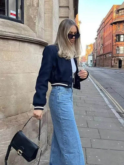 Woman Baseball Jackets for Women Casual Chic Coats Female with Pockets Spring Jacket Ladies New In Outerwear - Tamnz