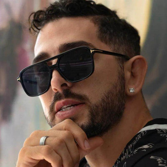 Vintage Square Sunglasses Man Brand Designer Mirror Candy Colors Double Bridge - Tamnz