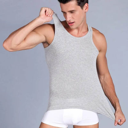 Men's Vest Pure Cotton Undershirts Bodybuilding Motion Outerwear Sweatshirt Elastic Large Size Male Underwear Black White Gray - Tamnz
