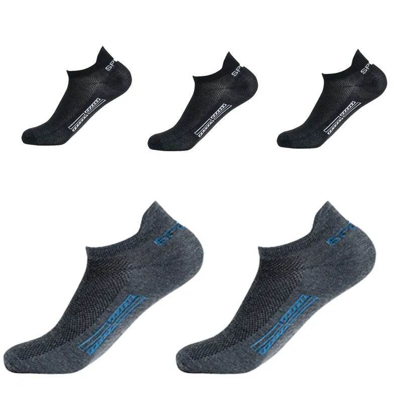 5 Pairs Men Ankle Socks Breathable Cotton Sports Mesh Casual Athletic Summer Thin Cut - Tamnz