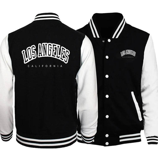 Los Angeles, California USA City Retro Letter Mens Clothes Loose Fashion Baseball Uniform Outdoor Biker Travel Coat Men's Jacket - Tamnz