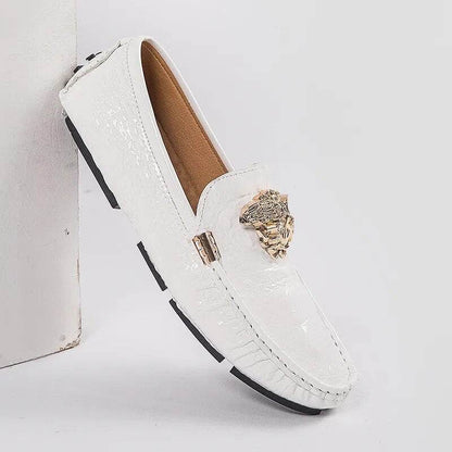 Leather Shoes Snake Pea Shoes Spring Summer Leather Ladies Moccasin Loafers - Tamnz